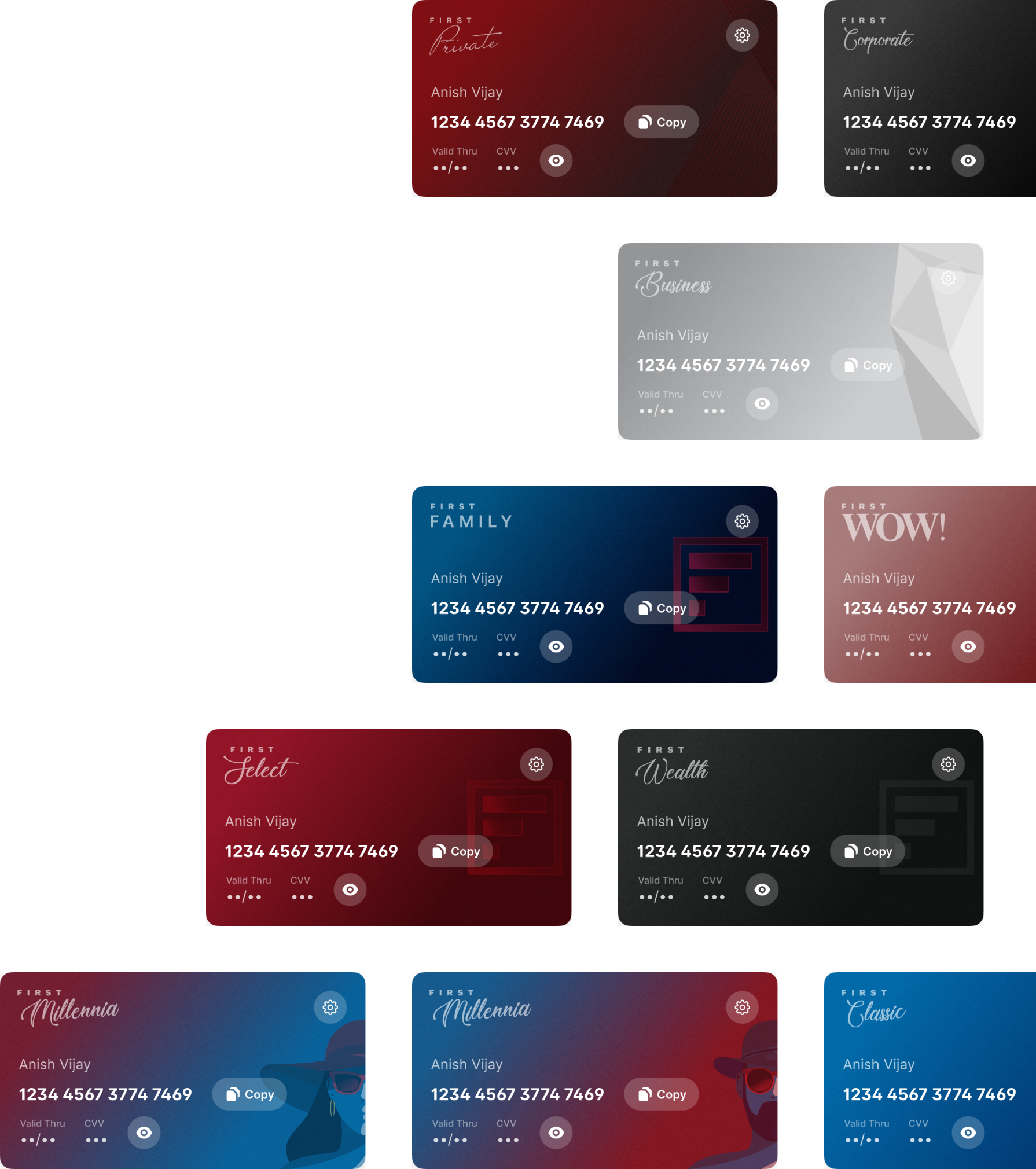 Images of the digitised credit cards from IDFC FIRST Bank